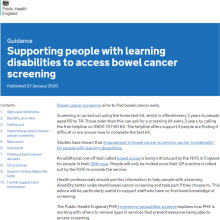 Supporting people with learning disabilities to access bowel cancer screening
